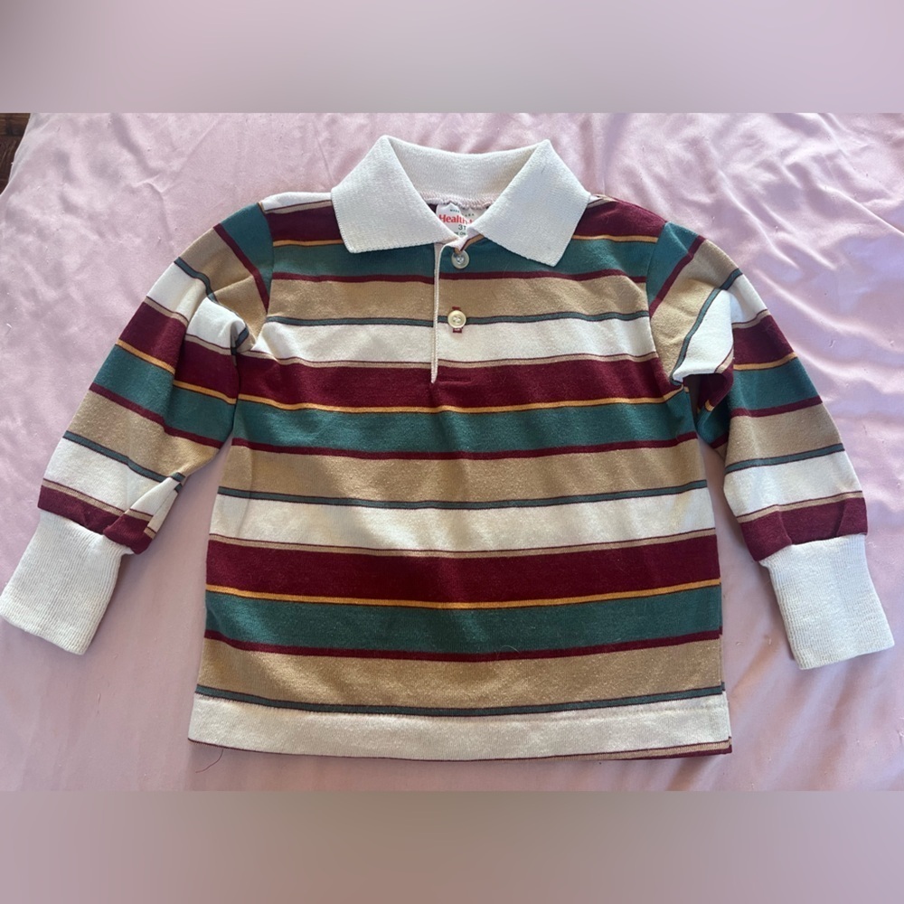 Vintage Healthtex Striped Kids Polo Shirt - Multicolor